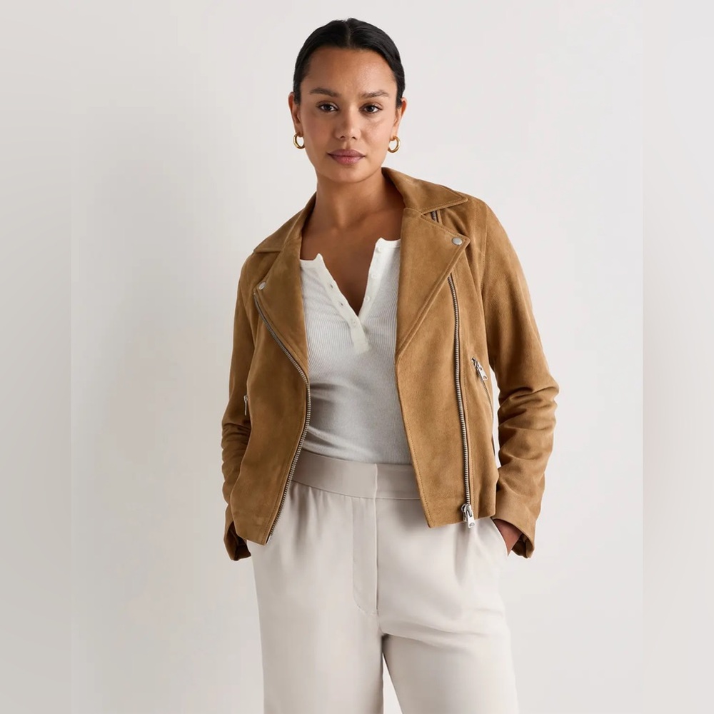 New Quince Women 100% Suede
Biker Jacket Pecan Brown
Outerwear XS